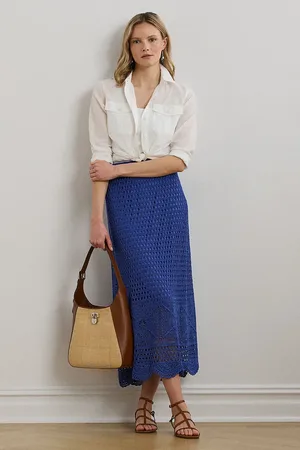Ralph Lauren Lněná sukně barva, midi, 200971148