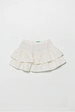 Benetton Dětská lněná sukně barva, mini, áčková, 4Q1NG0010