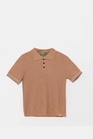 Benetton Dětské polo tričko ze lněné směsi barva, 104NH3001