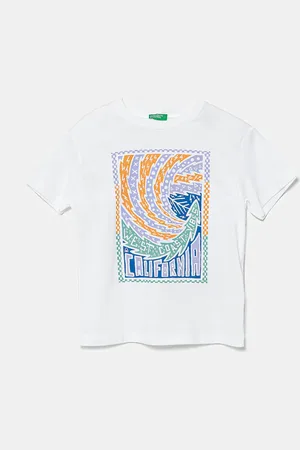Benetton Dětské bavlněné tričko barva, s potiskem, 3I1XC10P7