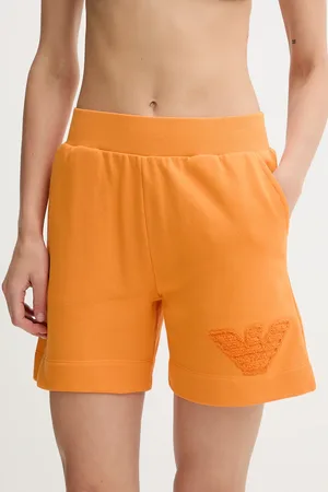 Emporio Armani Bavlněné šortky dámské, barva, s aplikací, high waist, EW000778 AF12186