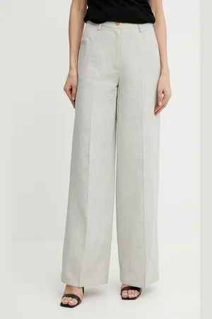 FORTE FORTE Kalhoty s příměsí lnu dámské, barva, široké, high waist, 13819 my pants