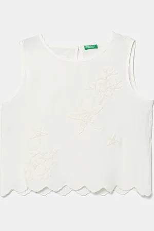 Benetton Dětská bavlněná halenka barva, hladká, 5Q2LCH00E