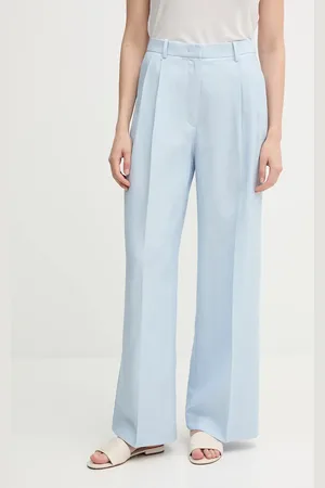 Tommy Hilfiger Kalhoty s příměsí lnu dámské, barva, high waist, WW0WW45460