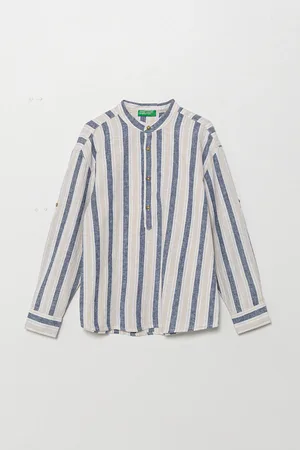 Benetton Dětská lněná košile barva, 52VMCQ03V