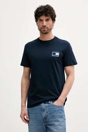 Tommy Hilfiger Bavlněné tričko pánské, tmavomodrá barva, s potiskem, DM0DM21577