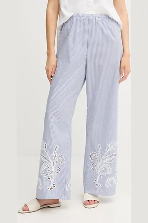 Tommy Hilfiger Bavlněné kalhoty dámské, barva, široké, high waist, WW0WW46108