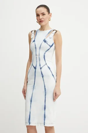 VERSACE Džínové šaty barva, midi, přiléhavé, 78HAO95R DW063RS5