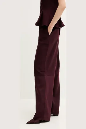 STINE GOYA Kalhoty dámské, vínová barva, široké, high waist, SG-SS25-P077-2330