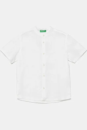 Benetton Dětská lněná košile barva, 52VMCQ03W