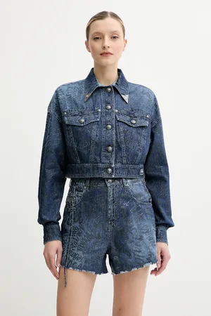 VERSACE Džínová bunda tmavomodrá barva, přechodná, 78HAS45G DS025LF1
