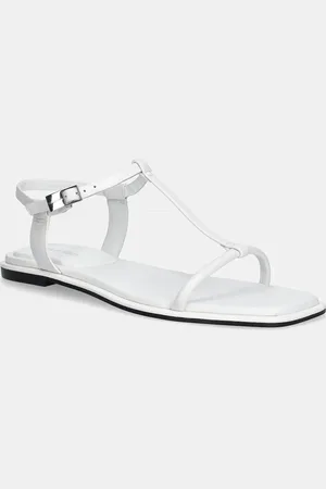 Calvin Klein Kožené sandály FLAT SANDAL SQUARED BUCKLE LTH dámské, barva, HW0HW02556