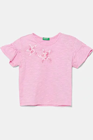 Benetton Dětské bavlněné tričko barva, 38V4G10JI