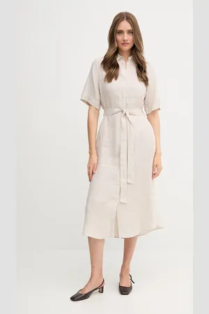 GANT Lněné šaty barva, midi, 4503390