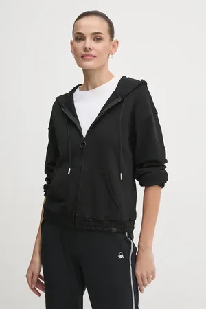 Benetton Mikina dámská, barva, s kapucí, hladká, 31NB3M06U