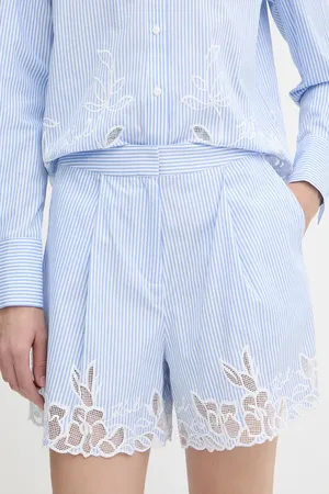 Karl Lagerfeld Bavlněné šortky dámské, barva, high waist, A2W10159