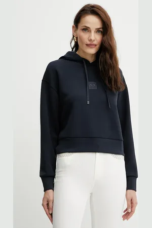 Armani Exchange Mikina dámská, tmavomodrá barva, hladká, XW000505 AF12819