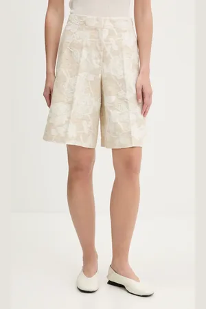 Blugirl Šortky s příměsí lnu dámské, barva, high waist, RA5128.T2942