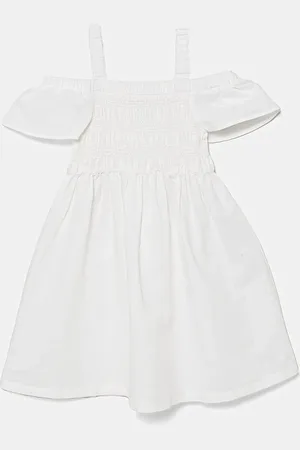 Benetton Dětské lněné šaty barva, mini, 43WBCV037
