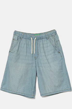 Benetton Dětské riflové kraťasy barva, nastavitelný pas, 4DHJC9047