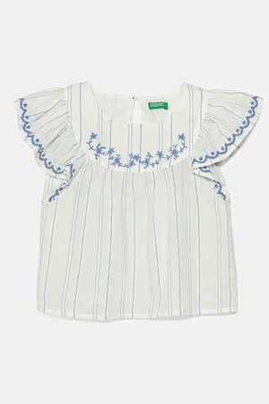 Benetton Dětská bavlněná halenka barva, vzorovaná, 54HZGQ02Q