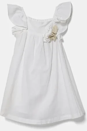 Benetton Dětské lněné šaty barva, mini, 43WBGV026