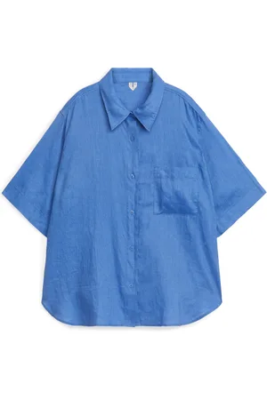ARKET Short-Sleeved Linen Shirt - Blue