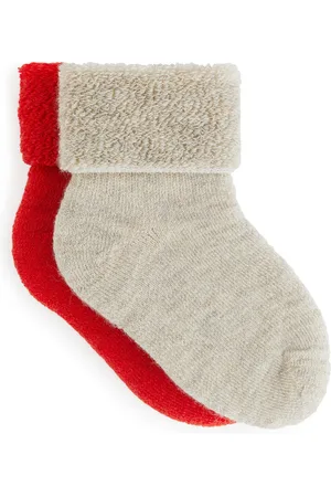 ARKET Wool Terry Baby Socks, 2 Pairs - Orange