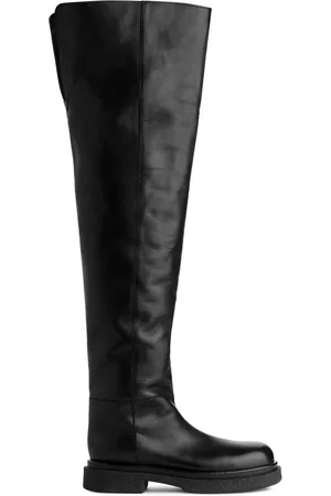 ARKET Leather Over-the-Knee Boots - Black