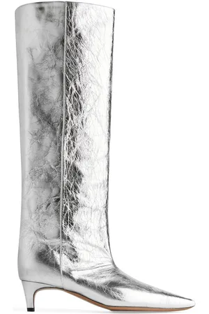 ARKET Pointed Kitten-Heel Boots - Silver