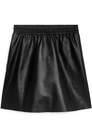 ARKET Drawstring Leather Skirt - Black