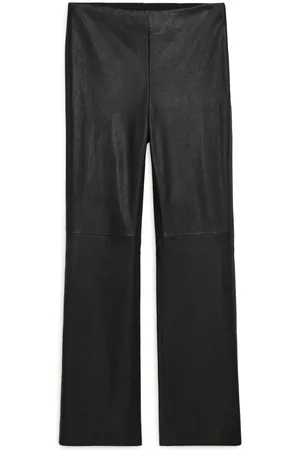 ARKET Cropped Stretch Leather Trousers - Black