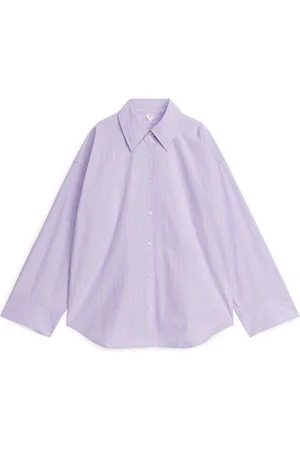 ARKET Ženy S dlouhým rukávem - Relaxed Poplin Shirt - Purple