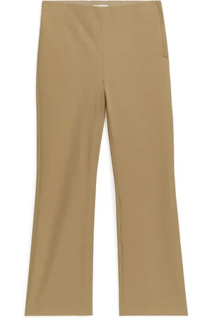 ARKET Cropped Cotton Stretch Trousers - Beige