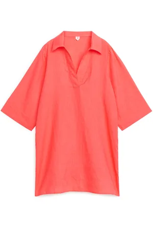 ARKET Ženy Tunikové šaty - Resort Collar Linen Dress - Red