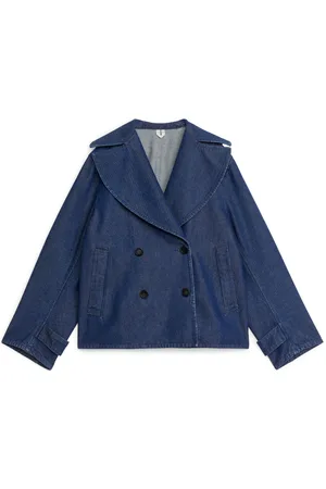 ARKET Džínové bundy - Double-Breasted Denim Jacket - Blue