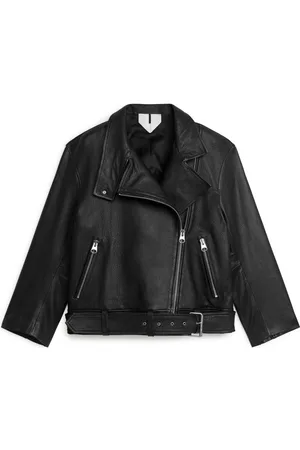 ARKET Oversized Leather Jacket - Black