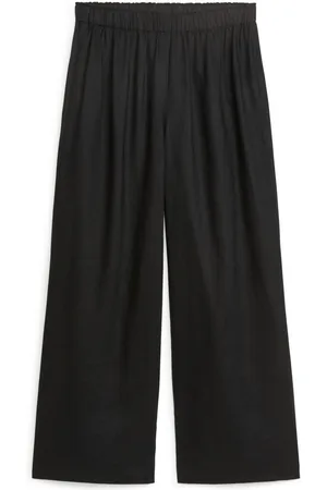 ARKET Ženy Široké nohavice - Wide Linen Trousers - Black