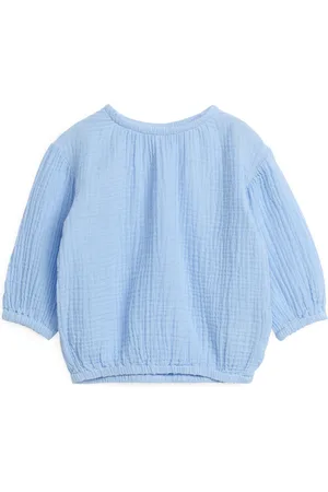 ARKET Kojenci Halenky - Balloon-Sleeve Cheesecloth Blouse - Blue