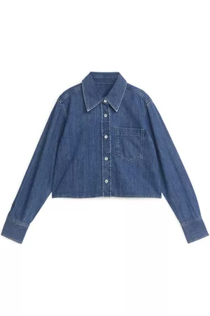 ARKET Ženy Džínové košile - Cropped Denim Shirt - Blue
