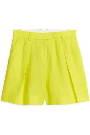 ARKET Ženy S vysokým pasem - High Waist Linen Shorts - Yellow