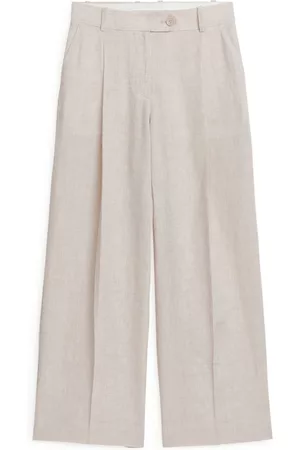 ARKET Ženy Široké nohavice - Wide Linen Trousers - Beige