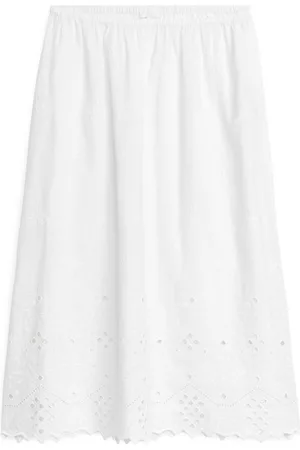 ARKET Ženy Midi - Embroidered Skirt - White