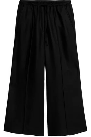 ARKET Ženy Široké nohavice - Kick Flare Drawstring Trousers - Black