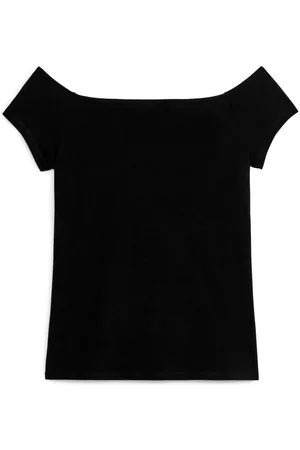 ARKET Ženy Bez ramínek - Cotton Off-Shoulder Top - Black