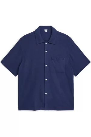 ARKET Muži Košile - Bouclé Jersey Shirt - Blue