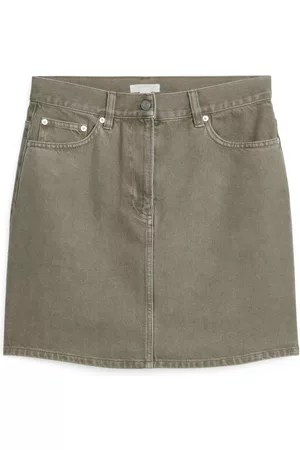 ARKET Ženy Džínové sukně - Overdyed Denim Skirt - Beige