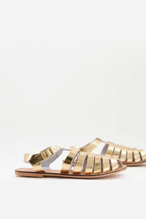 ASOS Marina leather fisherman flat shoes in metallic