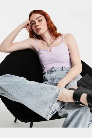 Topshop Notch Top in Lilac wash