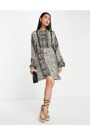 River Island Leopard print mini smock dress in